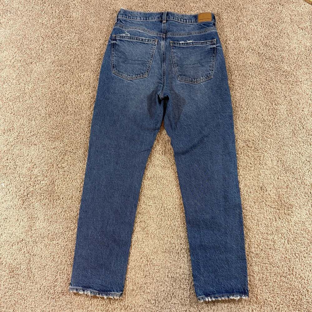 American Eagle Womens High Rise Stretch Jeans Size 6 Medium Wash Raw Hem - Picture 2 of 8